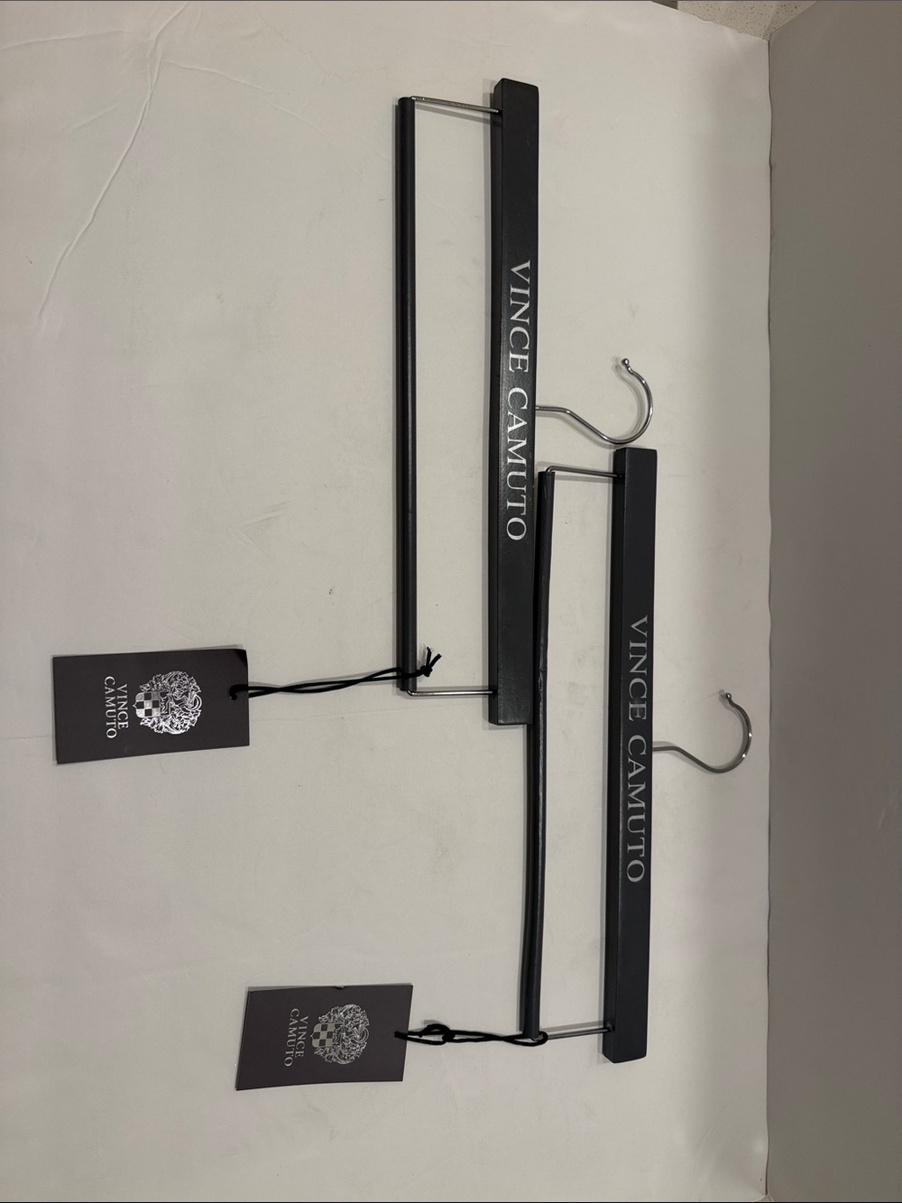 Vince Camuto Black Wooden Pant Hangers with Chrome Hooks